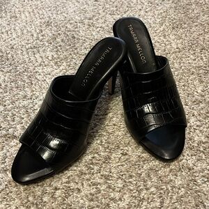 Tamara Mellon, NWT black all leather croco embossed mule samples. Euro size 37